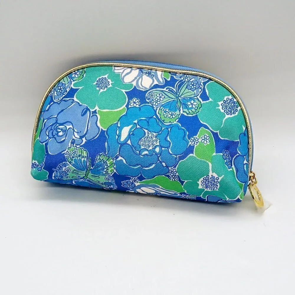 Lilly Pulitzer for Estee Lauder Blue Floral Cosmetic Bag NWOT - Picture 3 of 9
